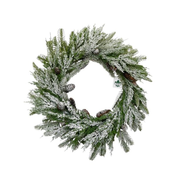 26/66 Cm Frosted Snowed Pino Natural Pine Cone Wreath Corona