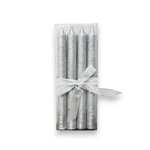 Set Velas Brillantes 4Pcs H25XD2.3Cm Plateado