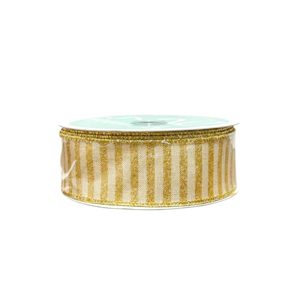 Cinta 1.5 X 10 Yd Glitter Stripe On Royal Cream/Gold