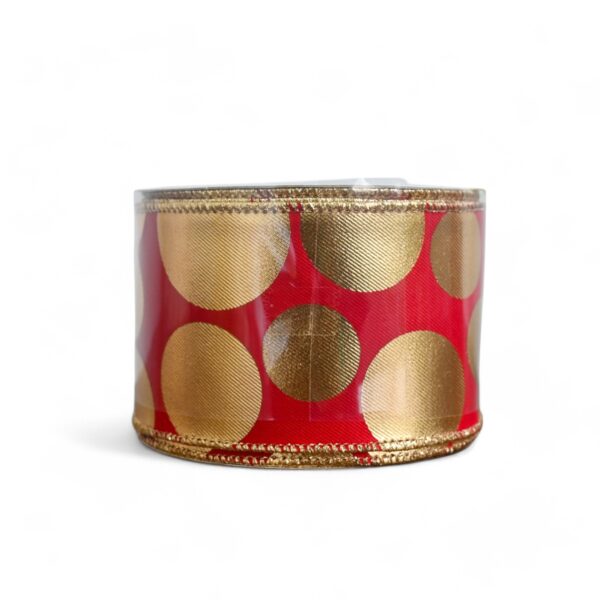 Cinta 2.5 x10 Yd Gold 3 Side Multi Dots Red/Gold