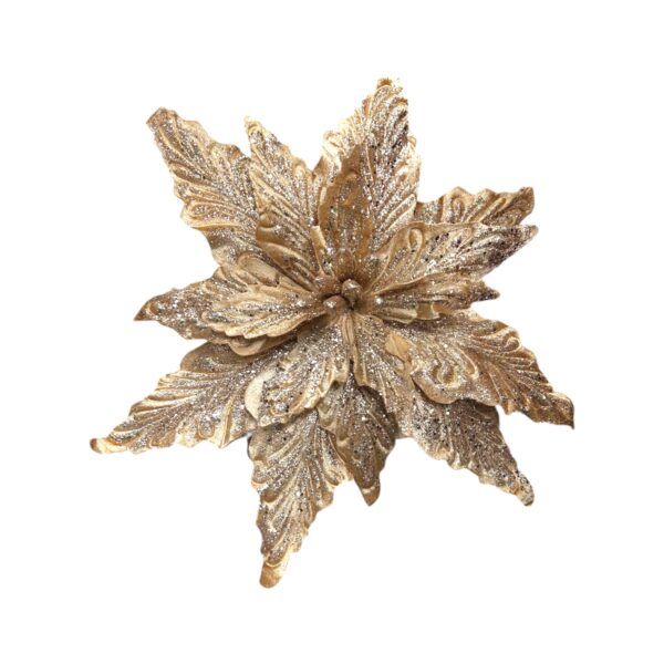 40 Cm x 70 Cm Lg Glittered Velvet Rose Gold Poinsettia