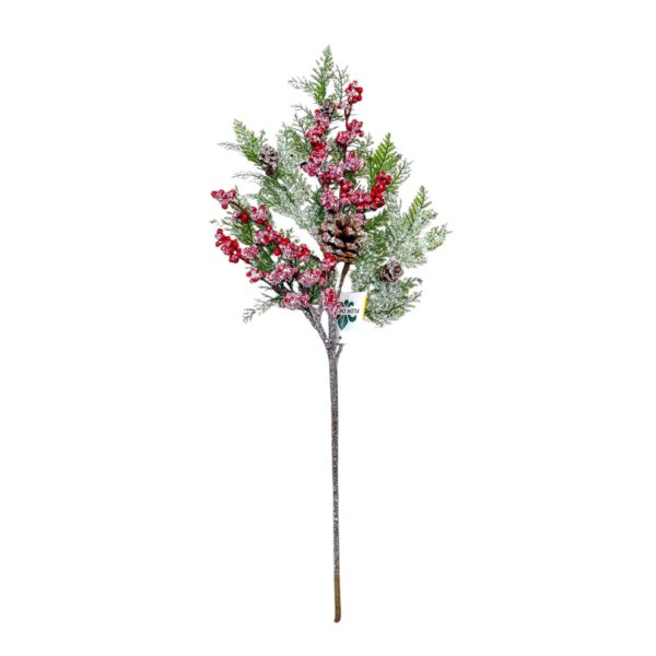 60 Cm Snowed Berry Pine Coni Pine Spray In Polybag